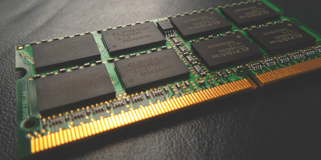 Gold contacts on RAM chip